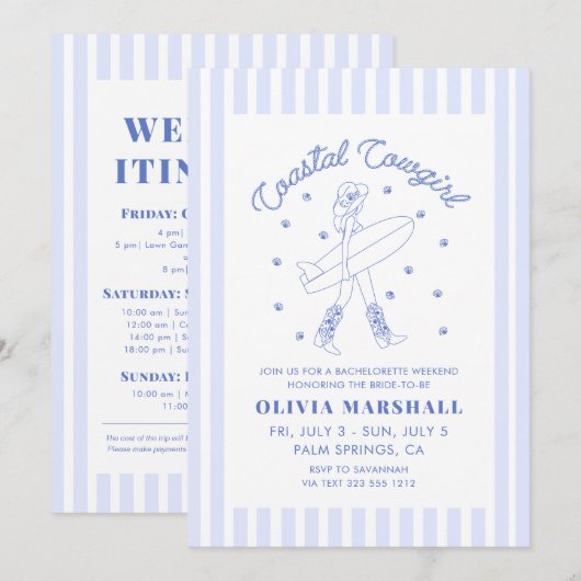 Kust Cowgirl Bachelorette Weekend Itinerarium Kaart (Voorkant / Achterkant)