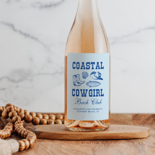 Kust Cowgirl Bachelorette-weekend Wijn Etiket