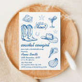 Kust Cowgirl Blauw Handgeschreven Bachelorette Kaart