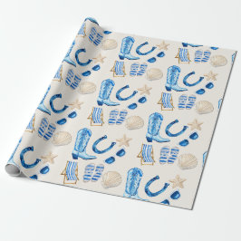 Kust Cowgirl Blauwe Cadeau Cadeaupapier