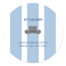 Kust Cowgirl Blauwe Strepen Bachelorette Stickers
