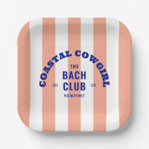 Kust Cowgirl De Bach Club Roze Cabana Streep Papieren Bordje