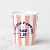 Kust Cowgirl De Bach Club Stof Roze Streep Papieren Bekers (Achterkant)