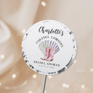 Kust Cowgirl Elegante Bruiloft Feest Ronde Sticker