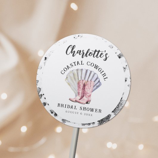 Kust Cowgirl Elegante Bruiloftsborrel Ronde Sticker