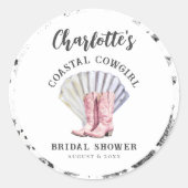 Kust Cowgirl Elegante Bruiloftsborrel Ronde Sticker (Voorkant)