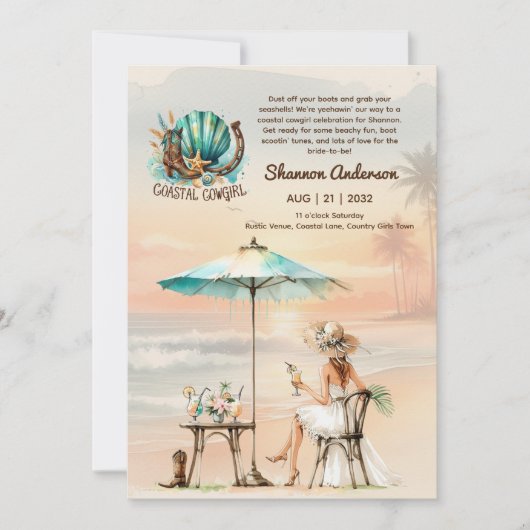 Kust Cowgirl Landelijke Strand Bruidsmeisjes Trouw Kaart (Voorkant)