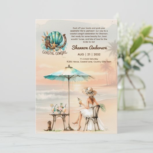 Kust Cowgirl Landelijke Strand Bruidsmeisjes Trouw Kaart (Staand voorkant)