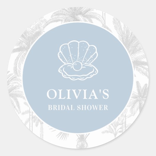 Kust Cowgirl Modern Nautilus Bruiloftsborrel Ronde Sticker (Voorkant)