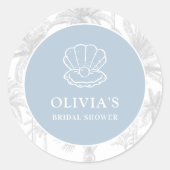 Kust Cowgirl Moderne Nautische Bruiloft Feest Ronde Sticker (Voorkant)