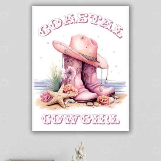 Kust Cowgirl Muur Kunst Canvas Afdruk