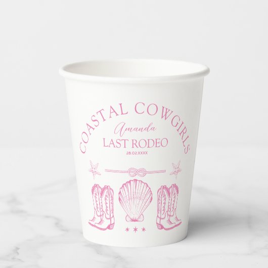 Kust Cowgirl Nautical Strand Bruidsmeisjesfeest Papieren Bekers (Achterkant)