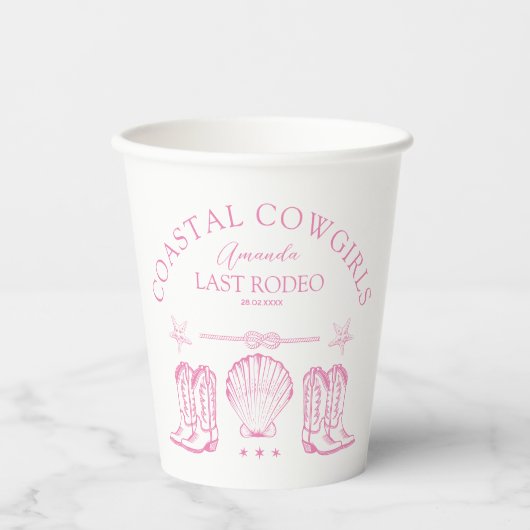 Kust Cowgirl Nautical Strand Bruidsmeisjesfeest Papieren Bekers (Voorkant)
