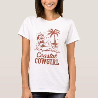 Kust Cowgirl Retro Strand Zomer Vakantie T-shirt