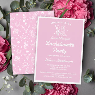 Kust Cowgirl Roze Bachelorette Feest Weekend Kaart