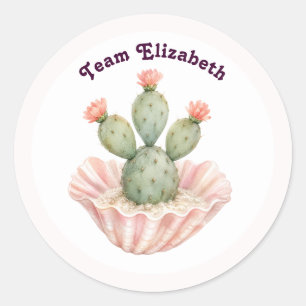 Kust Cowgirl Roze Cactus Zeeschelp Bachelorette Ronde Sticker