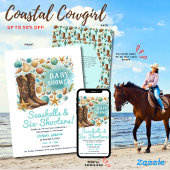 ⭐Kust Cowgirl Schelpen Baby Shower Turkoois Kaart