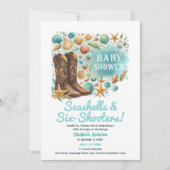 ⭐Kust Cowgirl Schelpen Baby Shower Turkoois Kaart (Voorkant)