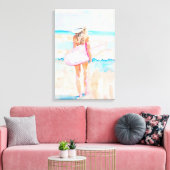 Kust Cowgirl Surf Schilderij Canvas Afdruk (Insitu (Woonkamer))