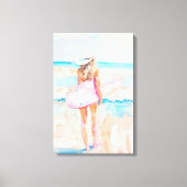 Kust Cowgirl Surf Schilderij Canvas Afdruk (Voorkant)