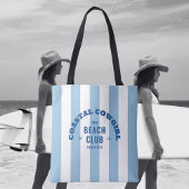 Kust Cowgirl The Beach Club Blauwe Cabana Streep Tote Bag