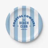 Kust Cowgirl The Beach Club Denim Blauw Papieren Bordje (Voorkant)