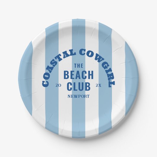 Kust Cowgirl The Beach Club Denim Blauw Papieren Bordje (Voorkant)