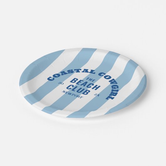 Kust Cowgirl The Beach Club Denim Blauw Papieren Bordje (Gekanteld)