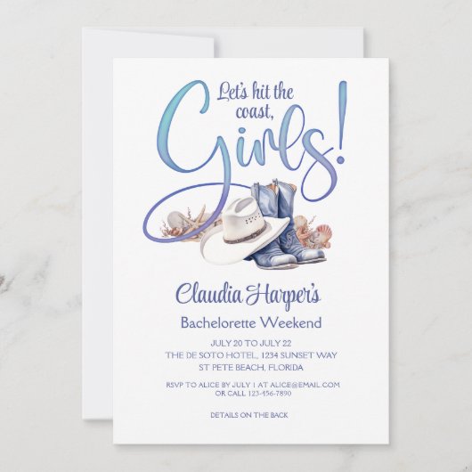 Kust Cowgirl vrijgezellenfeest Kaart (Voorkant)