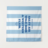 Kust Cowgirl Westerse Flair Blauwe Cabana Streep Wandkleed (Voorkant (horizontaal))