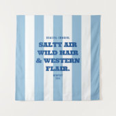 Kust Cowgirl Westerse Flair Blauwe Cabana Streep Wandkleed (Voorkant)