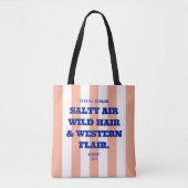 Kust Cowgirl Westerse Flair Roze Cabana Streep Tote Bag (Voorkant)