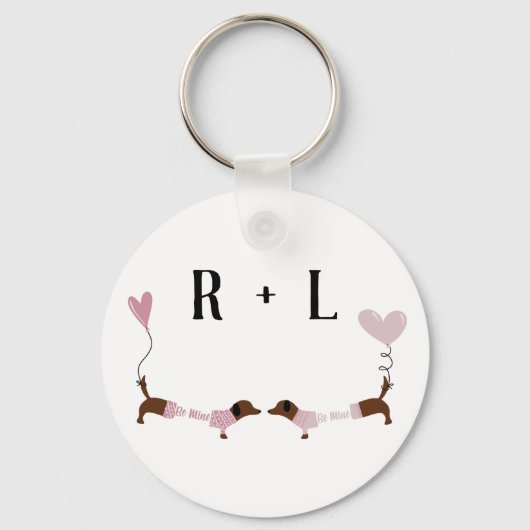 Kust Dachshunds Sweet Dog Love Custom Name Sleutelhanger (Voorkant)