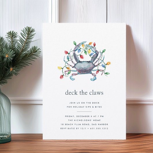 Kust “Deck de Klauwen” Blauwe Krab Kerstfeest Kaart
