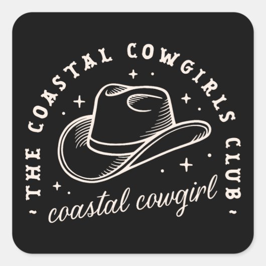 Kust disco cowgirls zwart esthetische matching vierkante sticker (Voorkant)