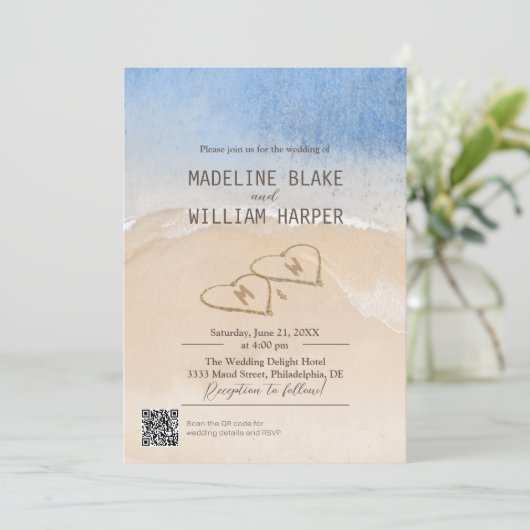 Kust Drie foto's Bruiloft Uitnodiging Sjabloon (Staand voorkant)