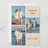 Kust Drie foto's Bruiloft Uitnodiging Sjabloon (Achterkant)