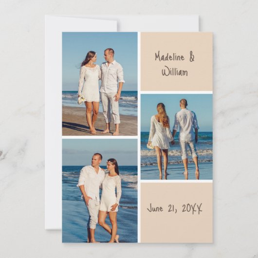 Kust Drie foto's Bruiloft Uitnodiging Sjabloon (Achterkant)