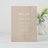 Kust Driftwood Ivory Beach Ocean Modern Wedding Kaart (Staand voorkant)