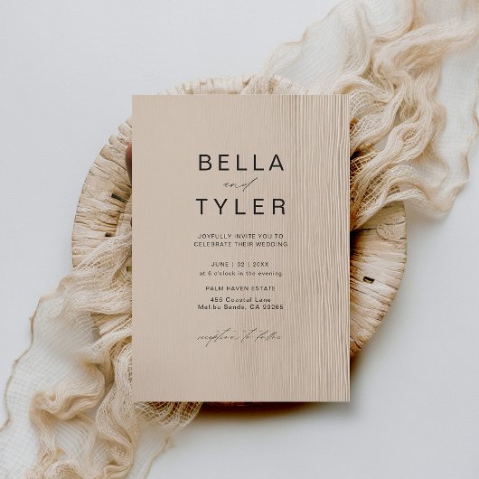 Kust Driftwood Zand Strand Oceaan Moderne bruiloft Kaart