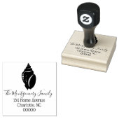 Kust Elegant Seashell Silhouet & Familienaam Rubberstempel (Gestempeld)