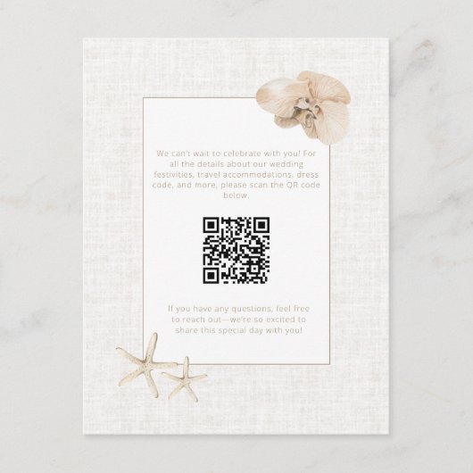 Kust Elegantie Seaside Wedding Informatiekaartje (Voorkant)