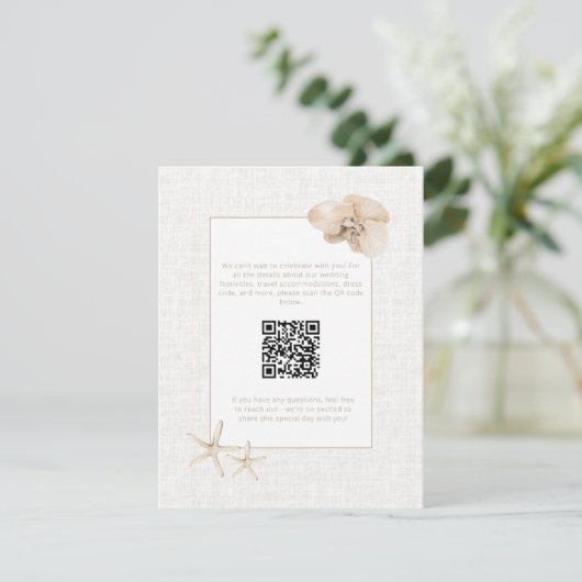 Kust Elegantie Seaside Wedding Informatiekaartje (Staand voorkant)