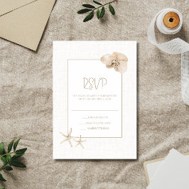 Kust Elegantie Seaside Wedding RSVP Kaartje