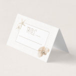 Kust Elegantie Trouwtafel Nummer Plaats Kaart<br><div class="desc">Verbeter uw trouwtafel aan zee met de Coastal Elegance Tafel Nummer Plaats Kaart. Ontworpen met een verfijnde faux linnen textuur, deze plaats kaart prachtig vangt de charme van een kust viering. Een delicate zeester en weelderige tropische bloemen voegen een verfijnde touch van de oceaan toe, perfect als aanvulling op uw...</div>