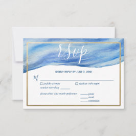 Kust Elegantie Waterverf Golf in Klassiek Blauw RSVP Kaartje