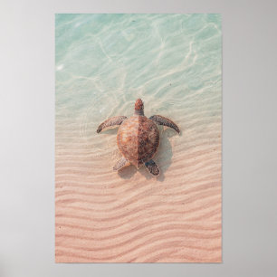 Kust- en Oceaan Kunstprint met Zeeschildpad Poster