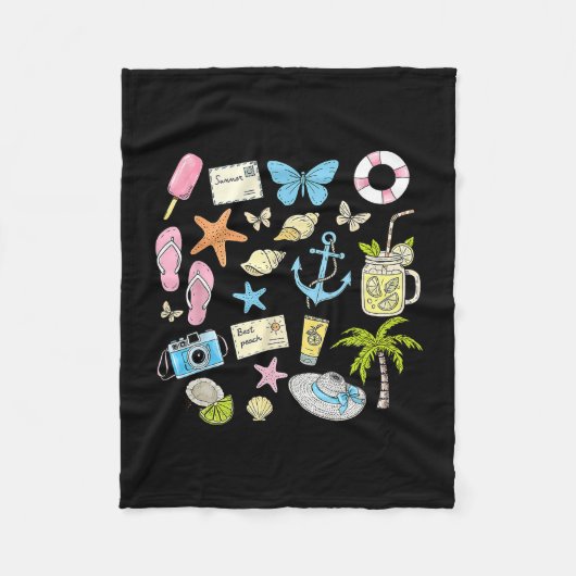 Kust Esthetische Strand Trip Zeester Schelp Som Fleece Deken (Voorkant)
