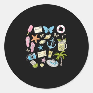 Kust Esthetische Strand Trip Zeester Schelp Som Ronde Sticker