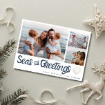 Kust Familie Foto Zeeen en Groeten Kaart<br><div class="desc">Breng een vleugje kustcharme mee naar uw vakantie met onze Coastal Family Photo Zeeen & Greetings Kaart! Deze prachtig vormgegeven kaart legt perfect de essentie van het familiegevoel vast tegen de achtergrond van het serene zee, waardoor het een heerlijke manier is om uw vakantiewensen te delen. Design Highlights: Elegant Coastal...</div>